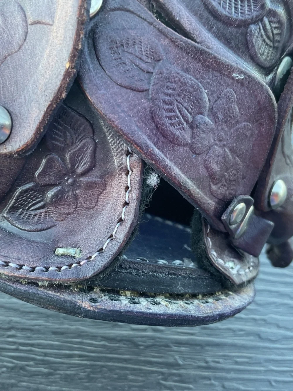 Leather Bottle Holder Western Saddles Vintage Tooled Brown Silver